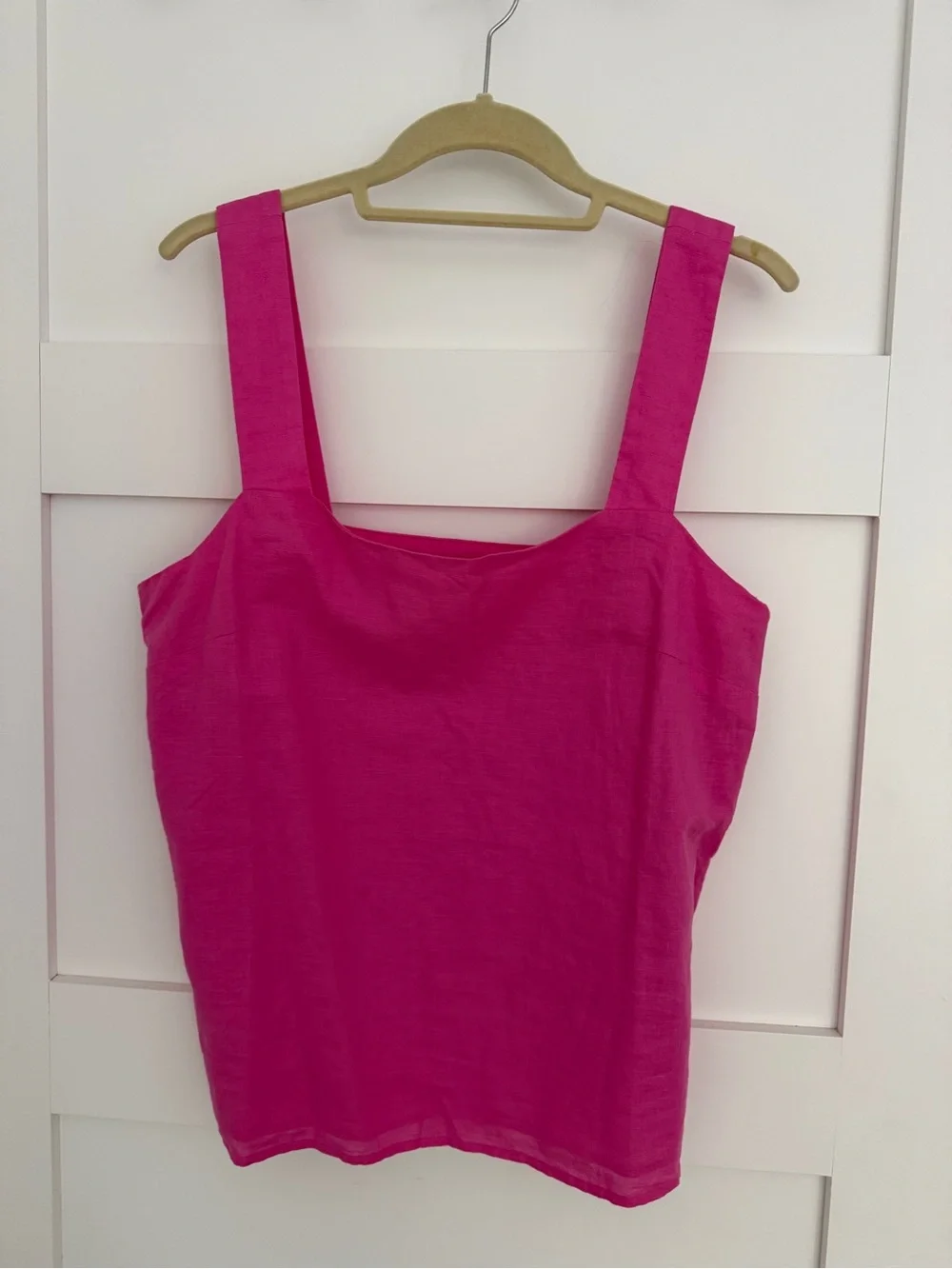 J. Crew Bright Linen Fuchsia Square Neck Tank